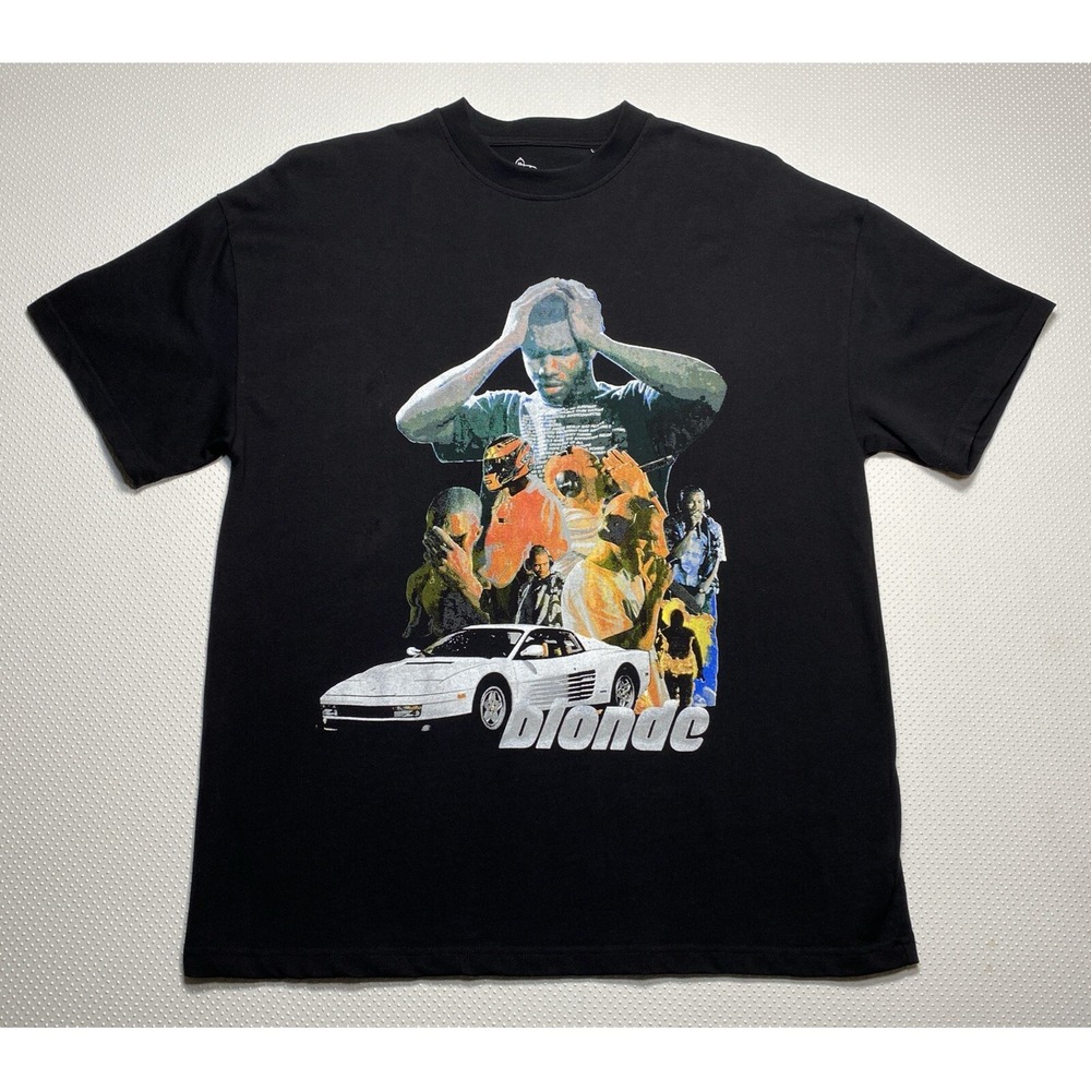 Sergio Calabasas Frank Ocean T-Shirt Men's Medium Blond Race Car Black